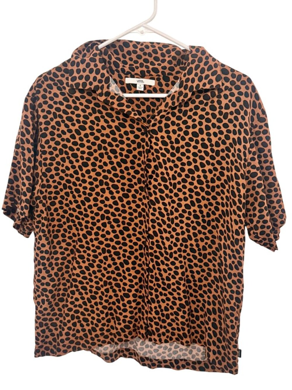 VANS Womens Cheetah Print Button Up Small